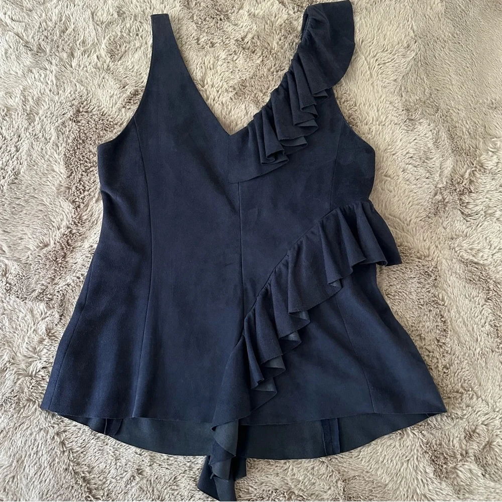 DROMe Suede Ruffle Top - Picture 2 of 15